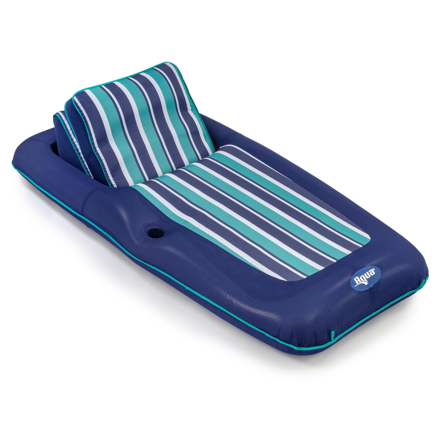 Aqua enhanced Convertible Pool Float Lounge - Extra Large - Heavy Duty  Inflatable Pool Floats for mature-themeds with Cupholder - Navy/Green/White Stripe