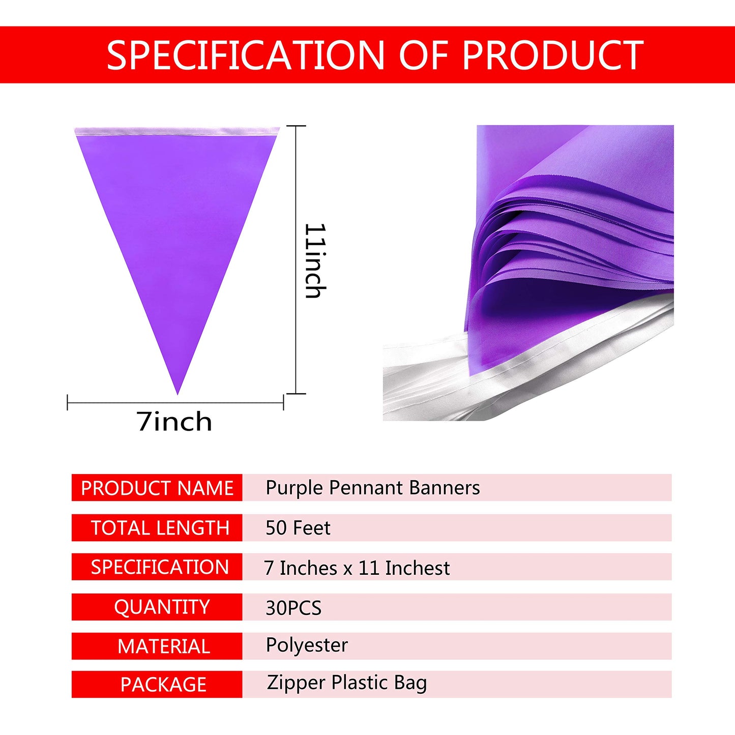 Tsmd Solid Purple Pennant Banners Flags String Diy Bunting Flags,Party Decorations For Grand Opening,Kids Birthday,Party Events