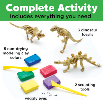 Creativity For Kids Create With Clay Dinosaurs: Craft 3 Dinosaur Toys For Kids Activities, Sensory Craft Kit For Kids Ages 5-8+, Dinosaur Gifts & Kids Toy