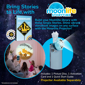 Moonlite Storytime - Diggersaurs Storytime Disc - A Magical Read Together - Projector Sold Separately - Digital Story W/ Sound Fx - Toddler Early Learning Gifts For Kids Ages 1 Year & Up