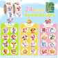 JIXZEN 1.5 Inch Animal Stickers for Kids, 3 Rolls 1500 PCS Cute Stickers for Toddlers 2-4 Years, 24 Designs Farm/Ocean/Wild Moti