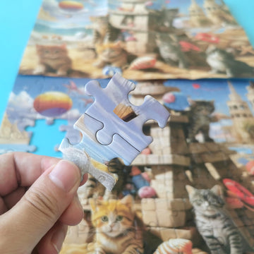 100 Pieces Jigsaw Puzzles For Adults - Cat Puzzles For Kids Ages 6-8 8-10 10-12 - Sandcastle Cats