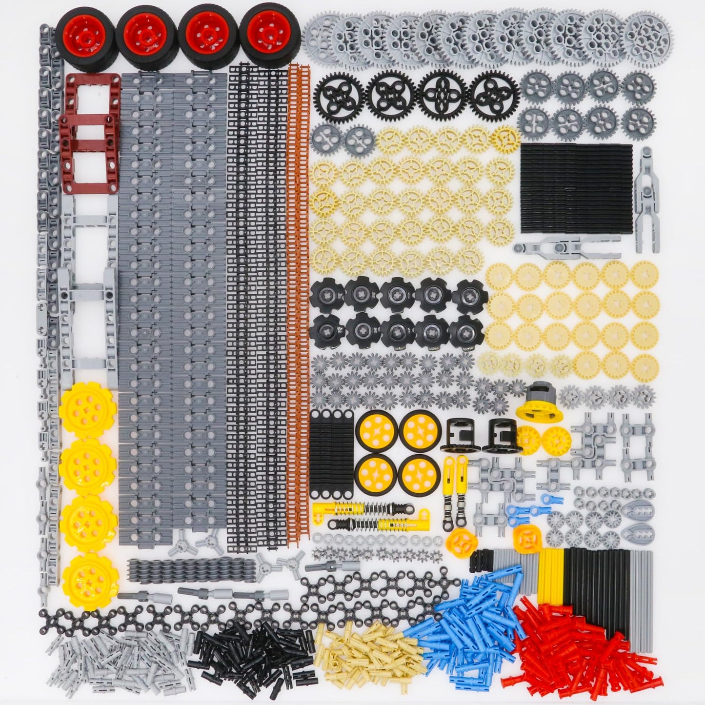 Brickbounty 846 Pcs Technical-Parts Compatible With Technic Set, Tires Wheels Frame Liftarm Beam And Pins, Moc & Stem Replacemen