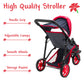 Baby Doll Stroller For Dolls - Jogger Toy Doll Stroller For Toddlers 3 Years And Up, Adjustable Canopy & Storage Basket, Denim Design For Kids