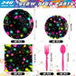 Jetec 240 Pcs Fluorescent Style Birthday Party Supplies Include 7   9   Plates Napkins and Tableware Forks Spoons for 40 Gue