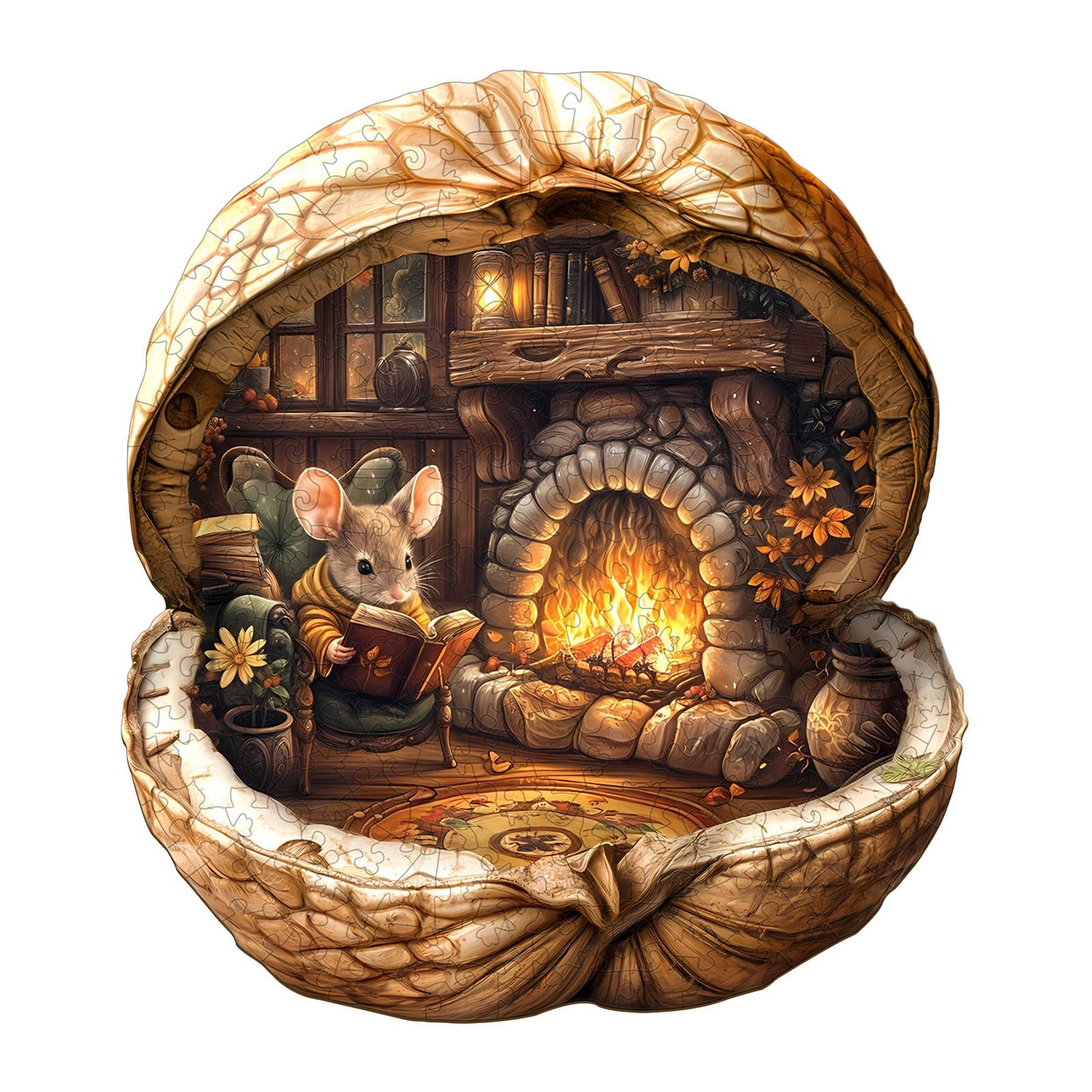 WOODBESTS Wooden Puzzles for mature-themeds - Mouse's Walnut House  Mouse Wooden Jigsaw Puzzle  Unique Animal Wood Puzzles mature-themed  Xmas Gifts for Puzzle Lovers(185 Pcs  M  11.4x10.2)