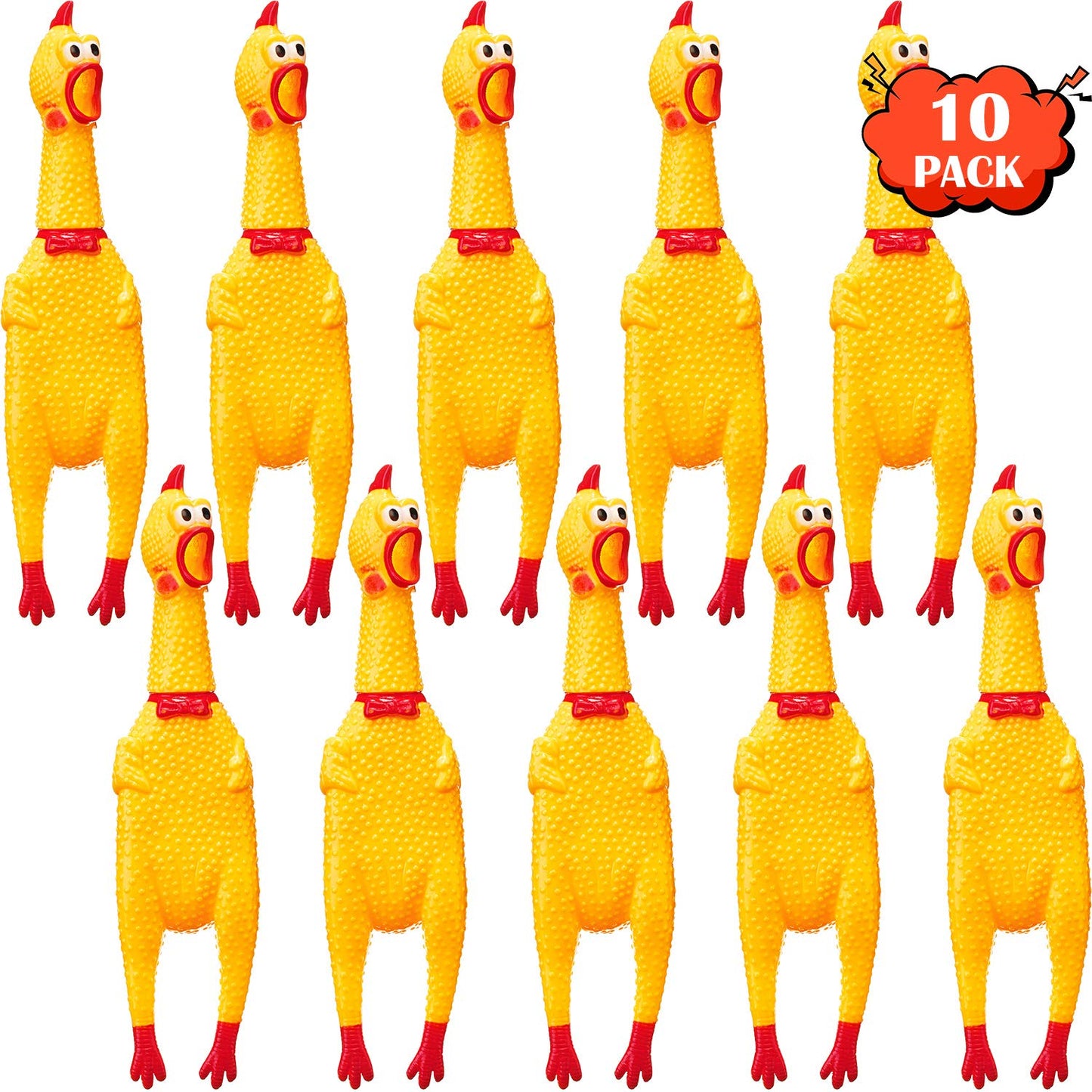 Rubber Chicken Screaming Chicken Squeaky Chicken Noise Shrilling Shrieking Squawking Chicken Noisemaker Novelty Gadget for Dogs Pets (11.8 Inch  10 Packs)