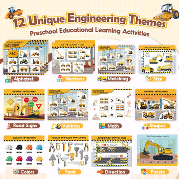 Montessori Busy Book Learning Toys For 2 3 4 5 Year Old Toddlers,Construction Themes Pre K Preschool Learning Activities Workbooks,Autism Sensory Educational Toys Birthday Xmas Gifts For Kids 3-5 4-8