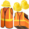 Geyoga 16 Pcs Construction Vest For Kids Party Favors Hard Hat Construction Dressing Up Supplies Construction Funny Worker Costume For Birthday Party, Including 8 Vests And 8 Construction Hats