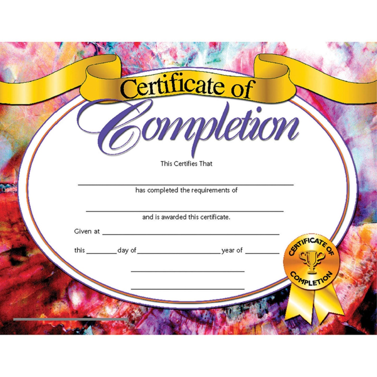 Hayes Certificate Of Completion, Customizable Certificates For Graduation, Achievement, Course Completion, Full-Color Matte Finish, 8.5' X 11' - 30 Pack