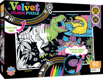 Masterpieces 60 Piece Jigsaw Puzzle For Kids - Dinosaur Velvet Coloring - 14''X19''