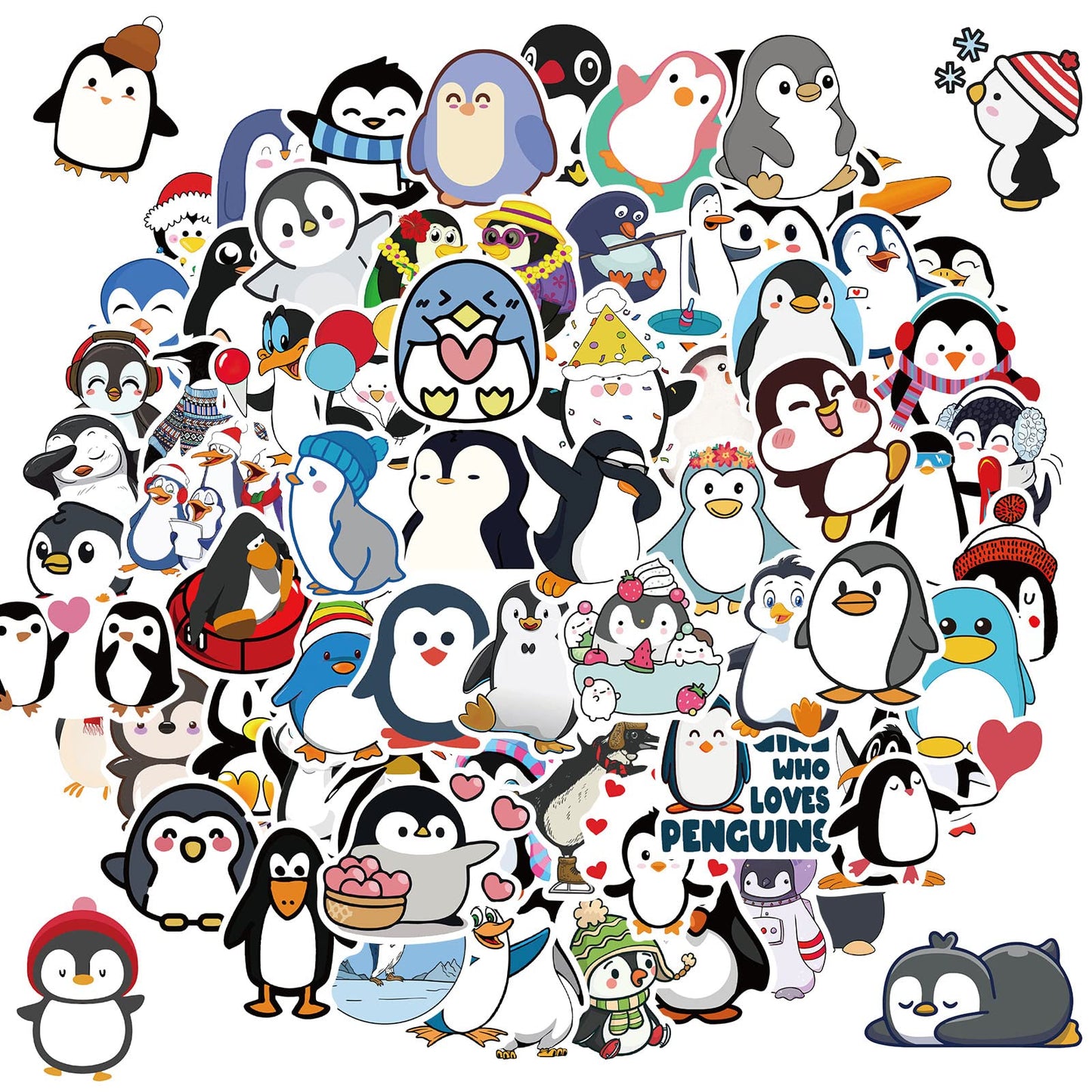 100 Pcs Penguin Stickers,Cute Vinyl Waterproof Sticker For Water Bottle Laptop Guitar Phone Skateboard,Penguin Gifts For Kids Te