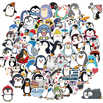 100 Pcs Penguin Stickers,Cute Vinyl Waterproof Sticker For Water Bottle Laptop Guitar Phone Skateboard,Penguin Gifts For Kids Te