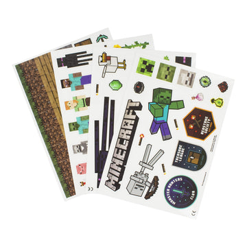 Paladone Minecraft Gadget Decals - 4 Sheets Removable Vinyl Stickers, Heavy-Duty Material, Model PP7302MCF