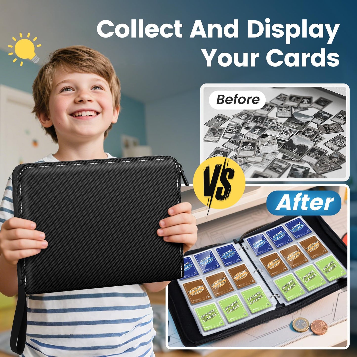 Trading Card Binder with Sleeves  9 Pocket Trading Card Binder enhanced 720 Double Sided Pocket PU Card Collection Binder  Collectible Card Albums Card Folder for Sports Cards  Game Cards