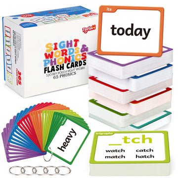 Torlam Sight Words & Phonics Flash Cards For Kids, Learn To Read Digraphs Cvc Blends Long Vowel Sounds Spelling Reading Phonics Games, Site Words For Pre-K Kindergarten 1St 2Nd 3Rd Grade Homeschool