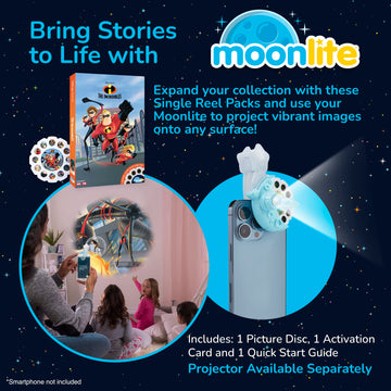 Moonlite Storytime The Incredibles Storybook Reel, A Magical Way To Read Together, Digital Story For Projector, Fun Sound Effects, Learning Gifts For Kids Ages 1 Year And Up