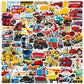 Car Stickers For Water Bottles, 100 Pcs Transportation Vehicle Truck Stickers For Kids Boys, Vinyl Waterproof Truck Stickers For