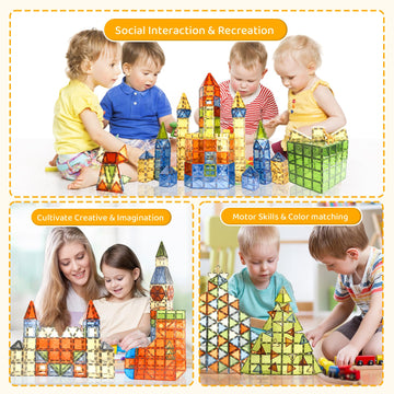 100 Pcs Magnetic Tiles, Brown Large Magnetic Blocks Building Set For Kids Age 3-5 4-8, Stem Magnet Toys 3D Kids Magnets Preschoo