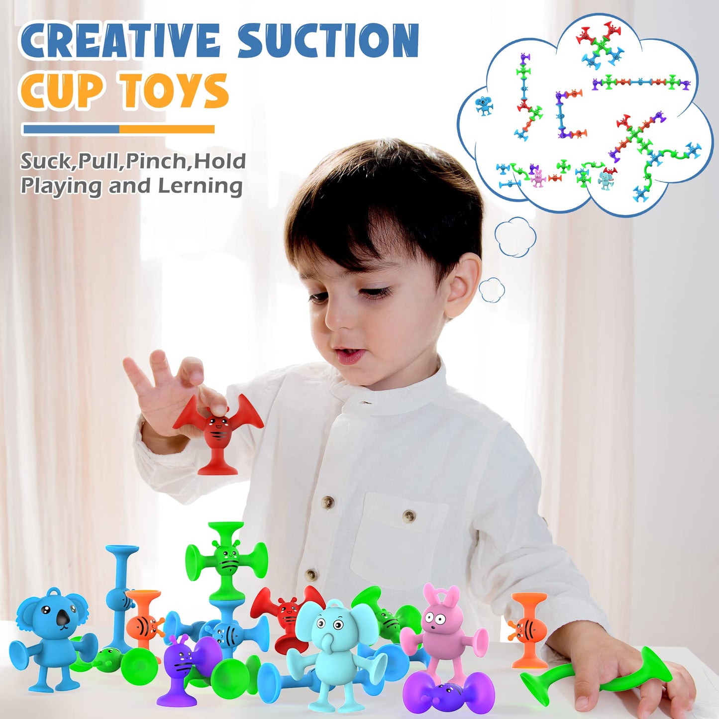 Suction Cup Toys For Kids, Suction Bath Toys For Toddlers Stacking Toys Shower Toys For Kids Ages 3+ Boys Girls, Montessori Bath