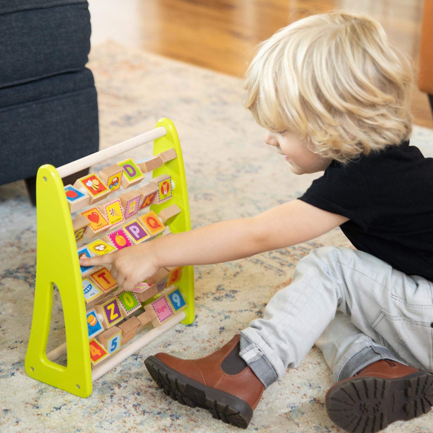 Fat Brain Toys Alpha-Abacus - Wooden Alphabet & Number Learning Toy For Kids 2+