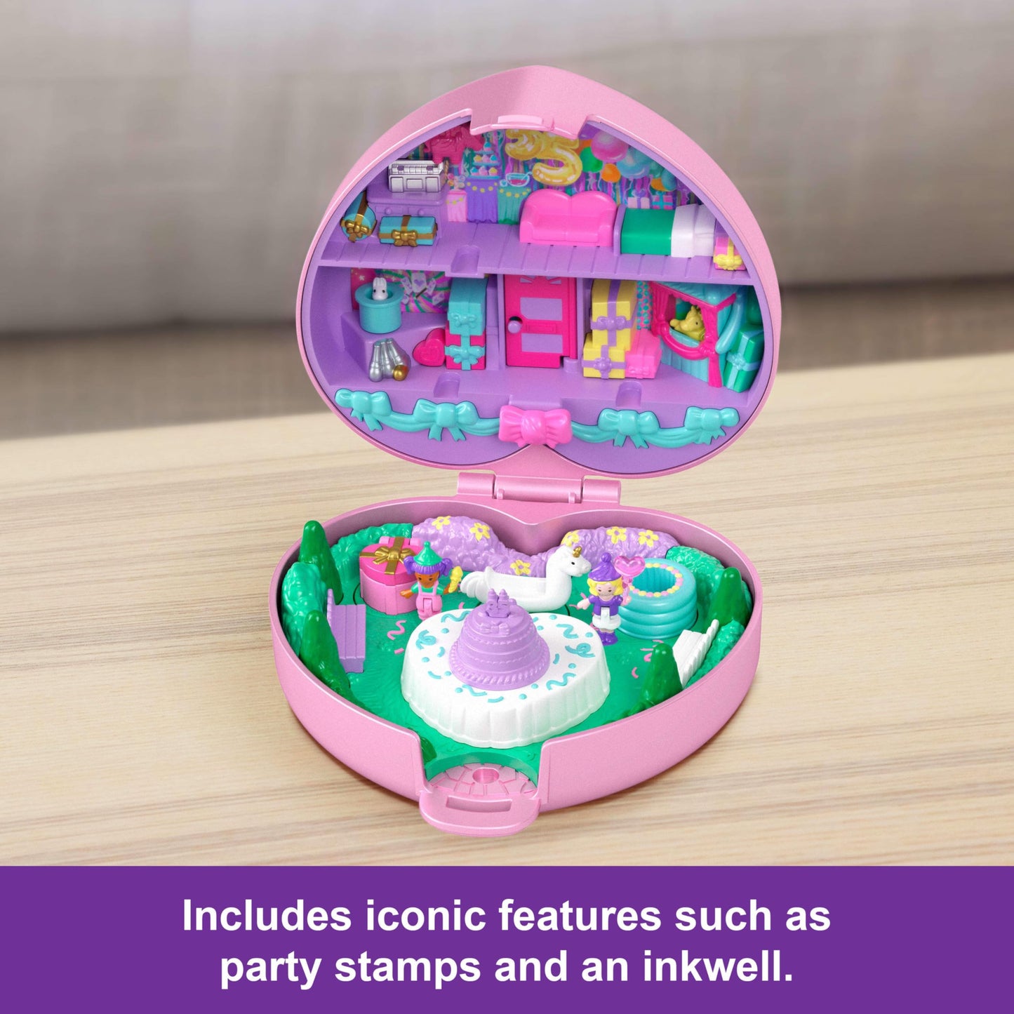 Polly Pocket Dolls & Playset, Collector Heritage Compact, 35Th Birthday Partytime Stamper With 2 Micro Dolls, 3 Party Stamps & 1