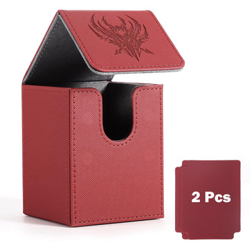 Komick enhanced PU Leather Card Storage Box for MTG  Yugioh Deck Box  Holds 100+ Gamegenic MTG Box with 2 Dividers for Collectible Trading Cards Deck Box TCG  MTG  CCG (Red Griffin)