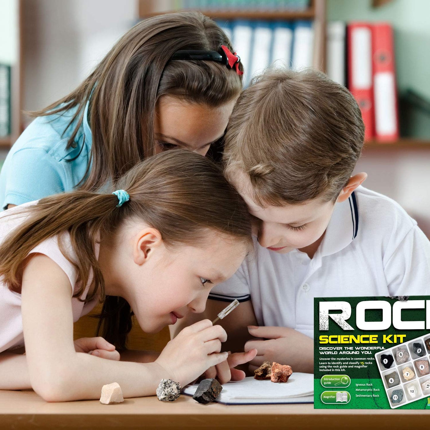 Xxtoys Rock Stone Colletction Science Kit Geology Kid Specimens Gift Presents 15Pcs Magnifier Included