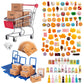 Vawuz 175Pcs Miniature Courier Box Set Shopping Mall Shipping Boxes Mini Supermarket Handcart Models 1:12 Food Drink Bottles Cans Dollhouse Pretend Play Kitchen Game Party Accessories Toys Doll House