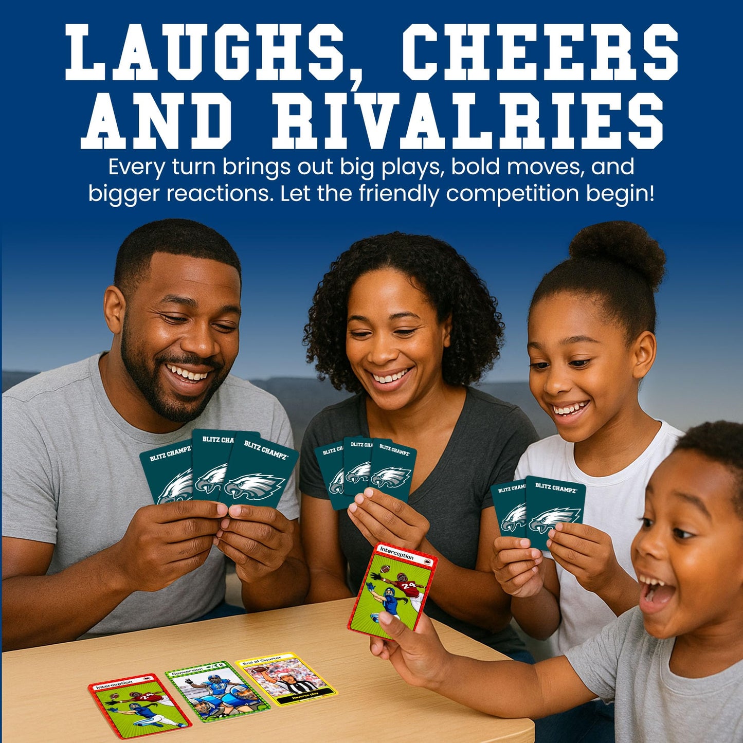 Blitz Champz Philadelphia Eagles - Official NFL Playing Cards & Eagles Gifts for Men & Women, Fun Travel Card Games for Adults &