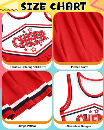 Jenpen Cheerleader Costume Cheerleading Outfit Dress Cheer Uniform With Bow Halloween Dress Up Gifts(3-5 Years,Red)