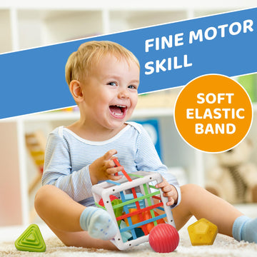 Likee Toddler Montessori Toys For 1+ Years Old Boy Girl Birthday Gift, Baby Infant Toys With 10Pcs Sensory Blocks Shape Sorter, Colorful 1 2 3 Year Learning & Fine Motor Skills Toys For 18+ Months