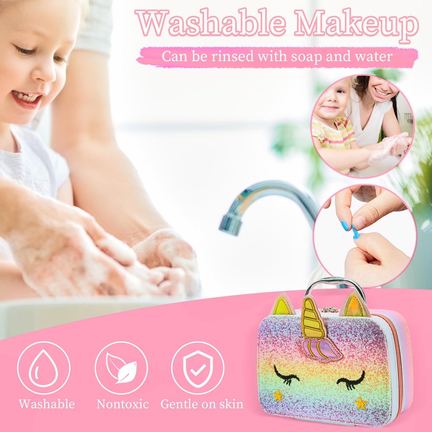 Kids Makeup Kit for Girl - Girls Makeup Kit for Kids, Little Girls Make up Set, Washable Kid Makeup Toy for Toddlers Children Pr