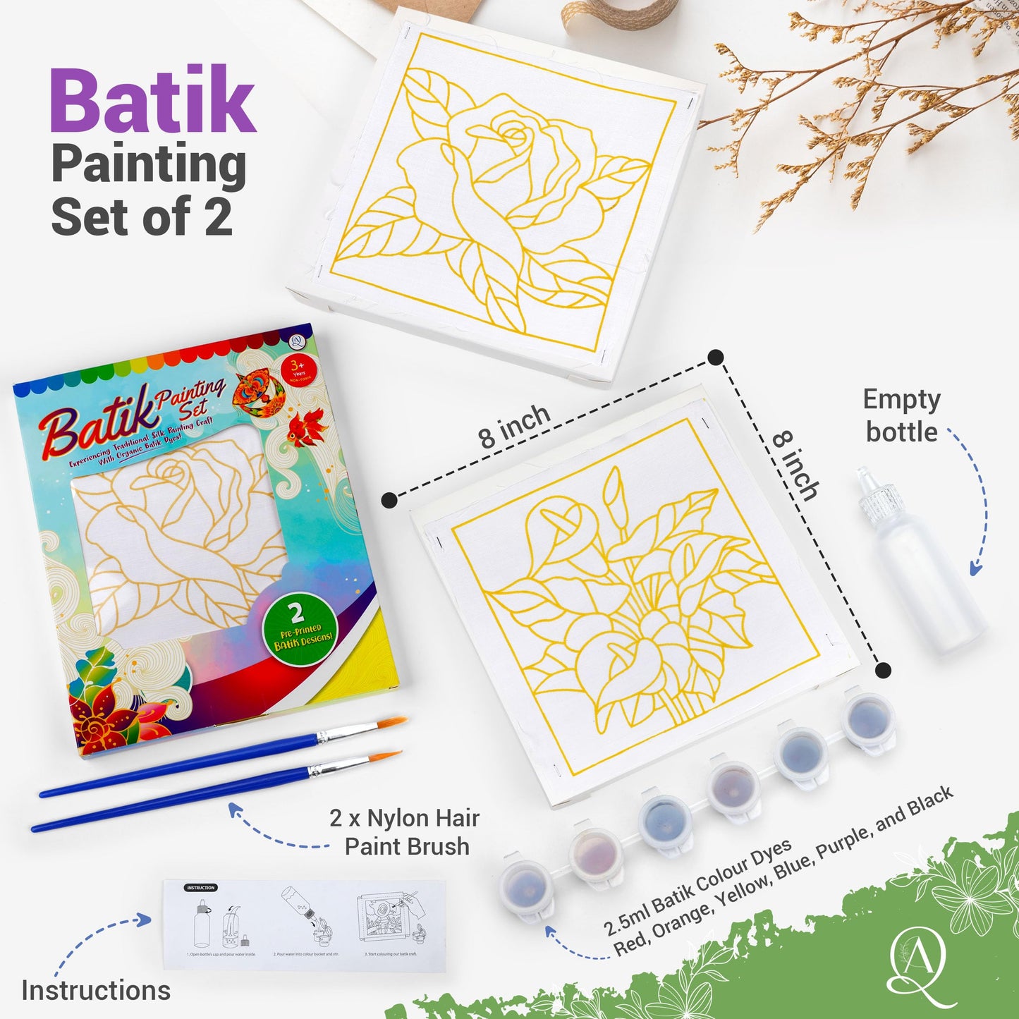 Batik Painting 2-in-1 Kit (Rose, Lily Flower)
