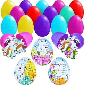 Artcreativity Puzzle Filled Easter Eggs – Set Of 24 Pre-Filled Easter Eggs With Mini Easter Puzzles Inside, Fun Easter Egg Puzzles For Kids, Perfect Easter Basket Fillers & Goodie Bag Stuffers