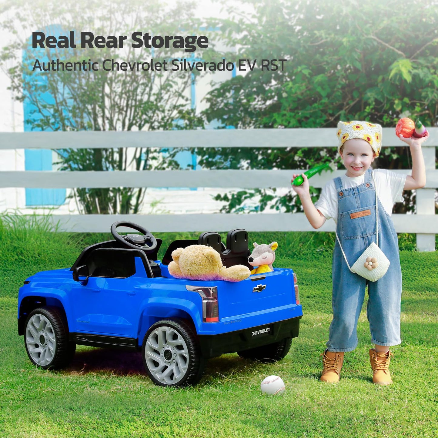 Elemara 12V Licensed Chevrolet Silverado Ride On Truck,Parent Controlled Ride On Cars For Kids W/2 Speed,4 Mph Max Speed,Electri