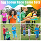 24 Pack Easter Egg and Spoon Race Game, 6 Colors Egg Spoon Race Game Sets with 12 Eggs and 12 Spoons, Halloween Egg Hunt Games,