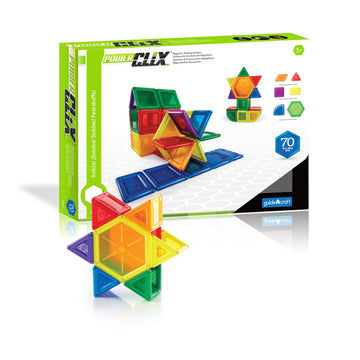 Guidecraft Powerclix Solids Magnetic Building Blocks Set, 70 Piece Magnetic Tiles, Stem Educational Construction Toy