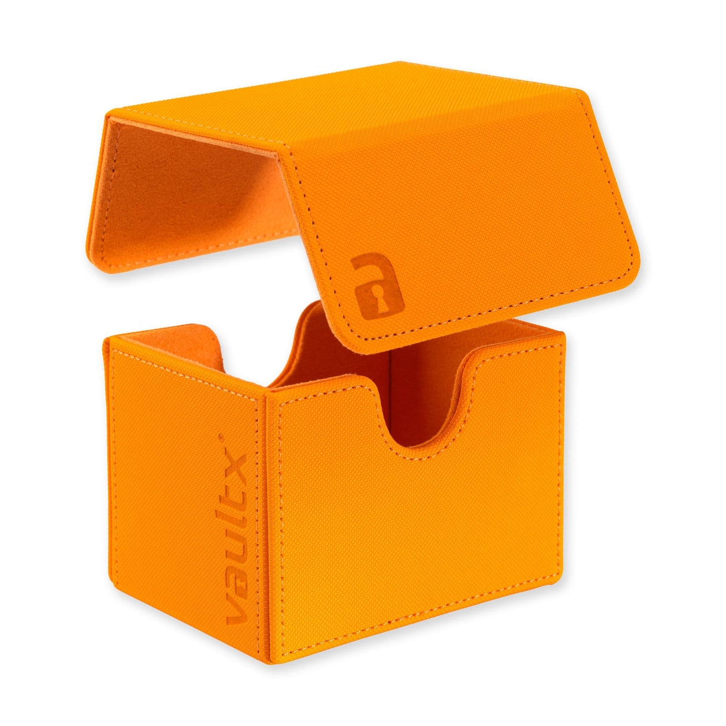 Vault X Trading Card Sideloading Deck Box  100+ sleeved cards  enhanced Exo-Tec Material  Card Holder Storage Box  Detachable Magnetic Lid  for MTG Commander Game  TCG (Orange)