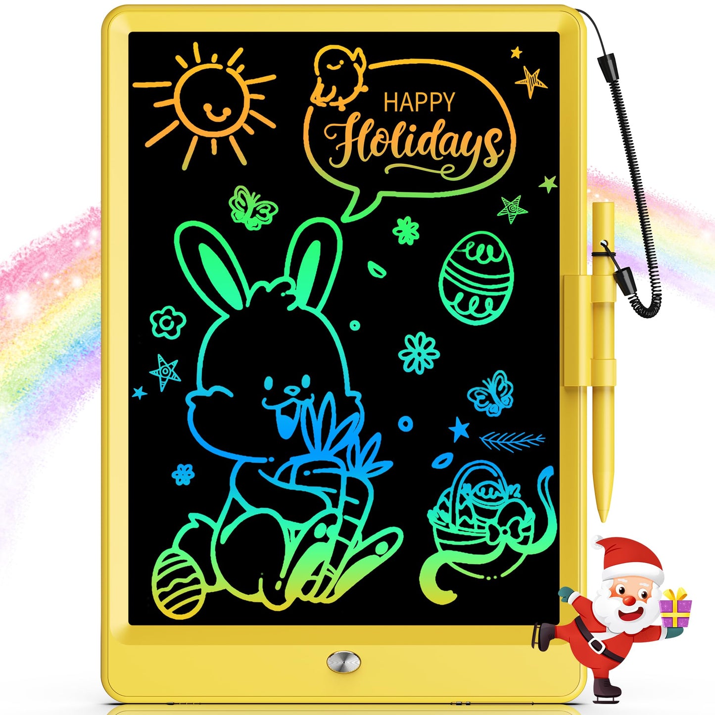 Bravokids Lcd Writing Tablet For 3-8 Year Old Girls And Boys - 10 Inch Electronic Doodle Board Drawing Pad, Educational Birthday Gift For Kids And Toddlers (Yellow)