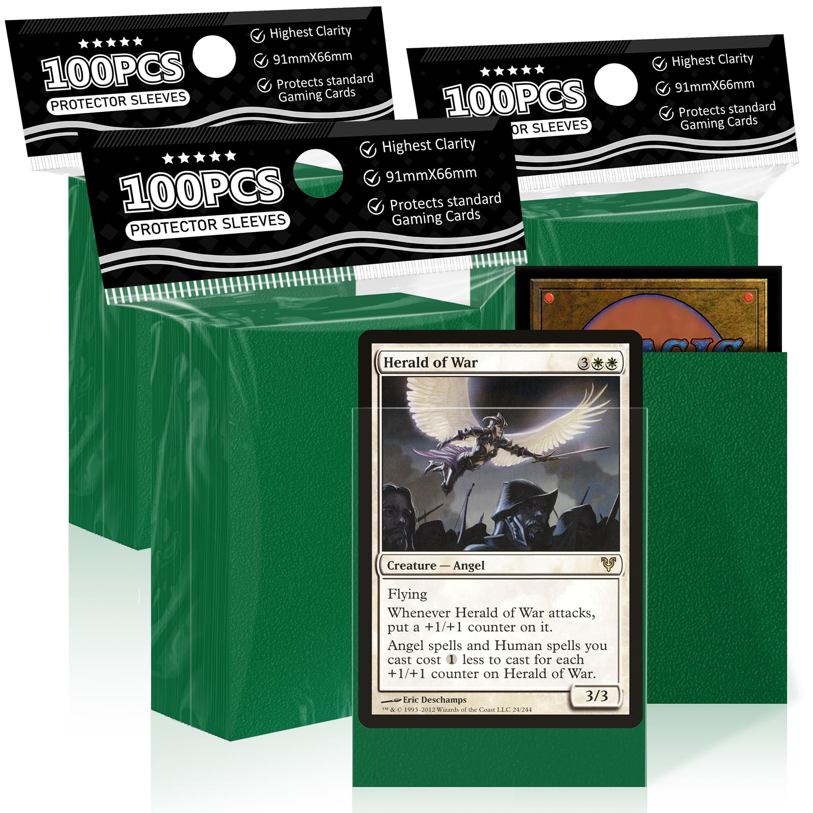 Green Matte Card Sleeves For Mtg, 300 Pieces Perfect Fit Standard Card Sleeves For Trading Card Sports Cards Baseball Cards Tcg