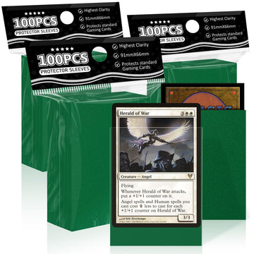 Green Matte Card Sleeves For Mtg, 300 Pieces Perfect Fit Standard Card Sleeves For Trading Card Sports Cards Baseball Cards Tcg