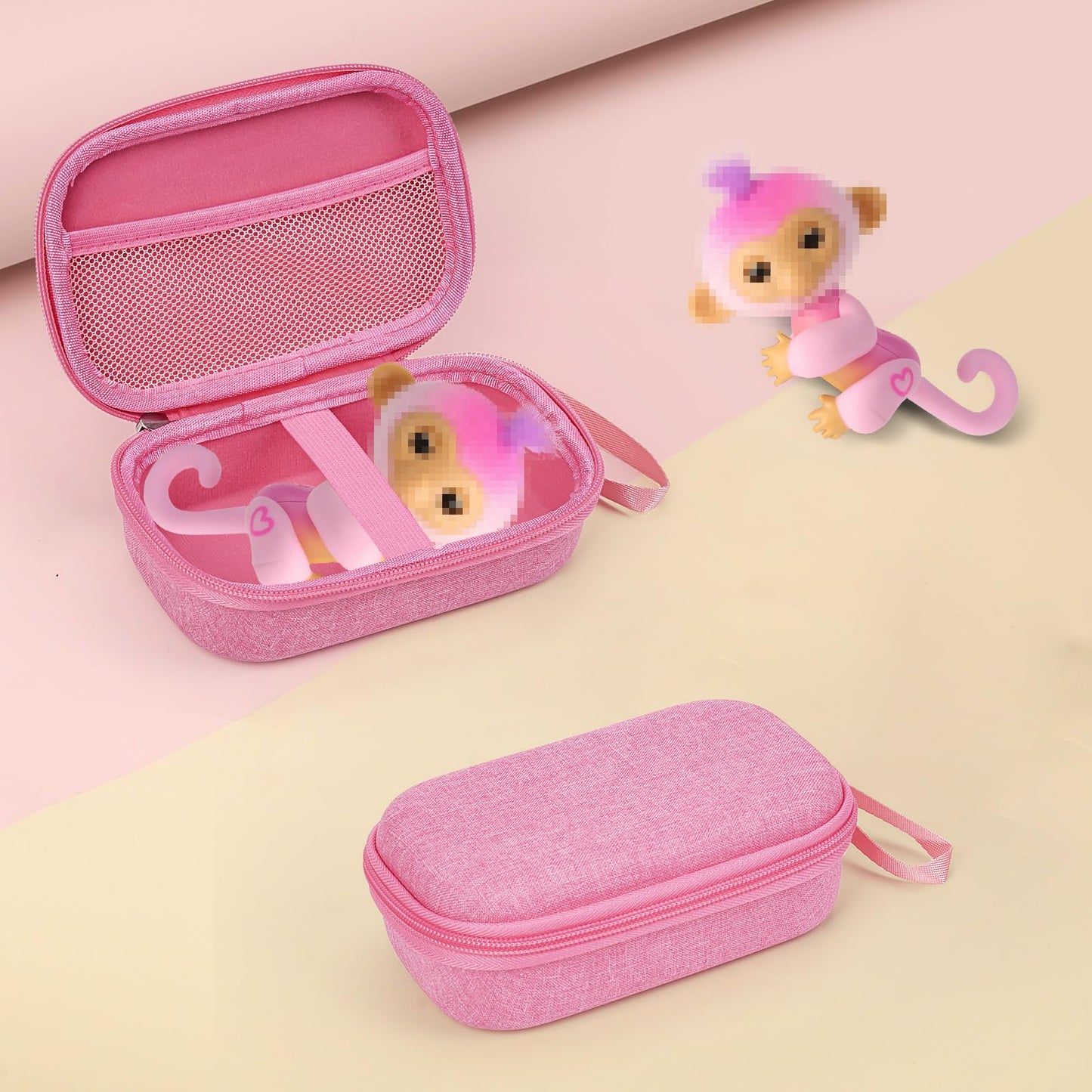 Mgznmty Carrying Case Compatible With Fingerlings Monkey Toy - 2023 New Interactive Toys For Kids (Pink) (Only Case)