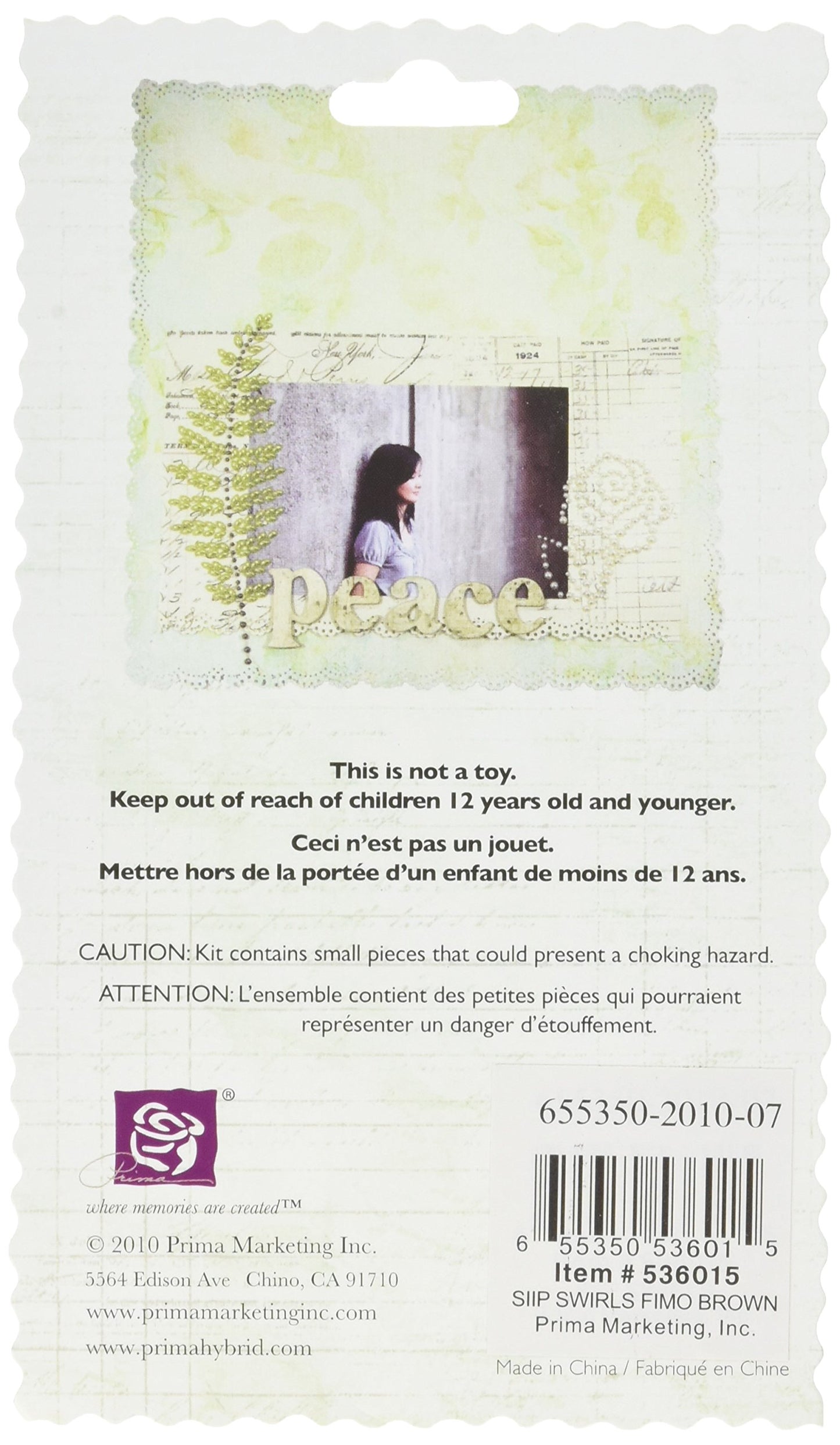 Prima 536015 4-3/4-Inch Say It in Pearls Self Adhesive Jewel Art Flourish Corner with Roses, Brown