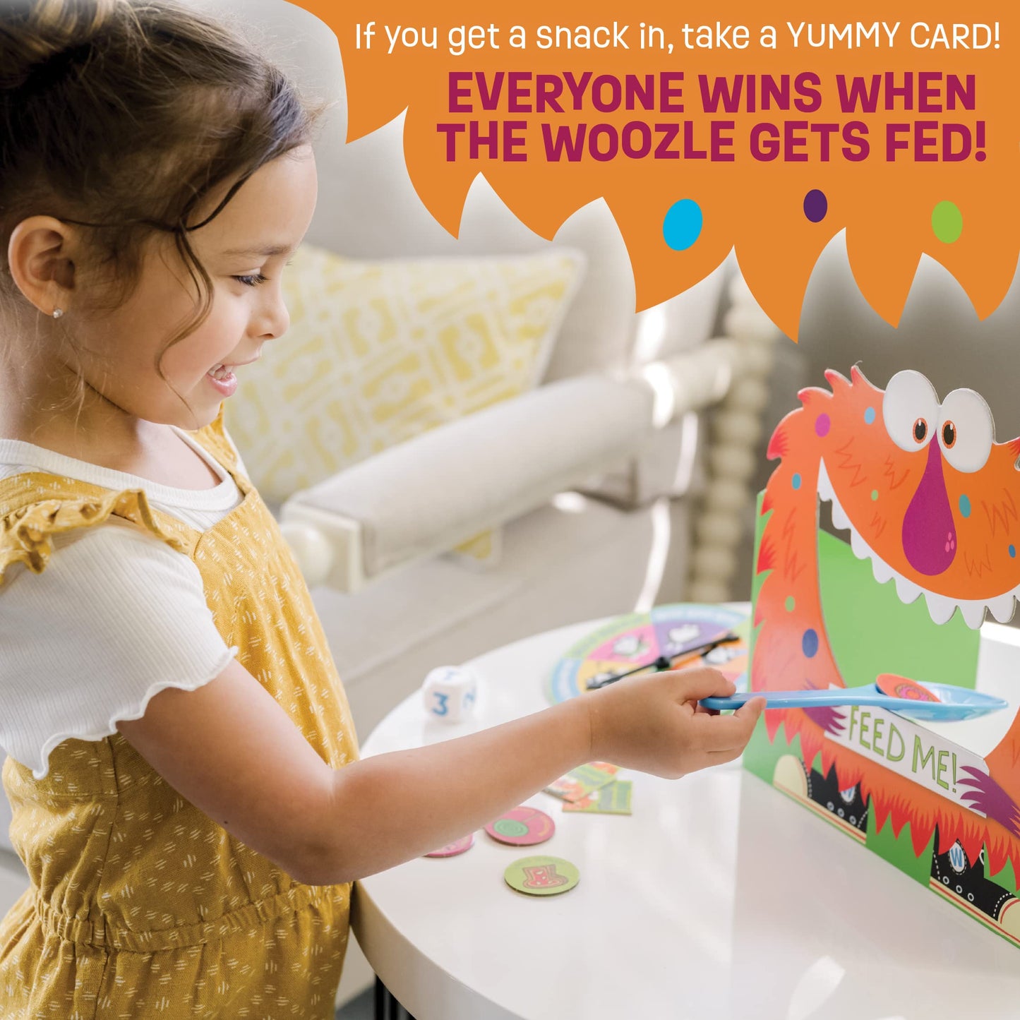 Peaceable Kingdom Feed The Woozle Cooperative Game - 2 to 5 Kids Ages 3+ - Cardboard - Colorful Physical Challenges
