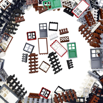 Cabeeskii 176-Piece Building Blocks Set for Windows & Doors, City Garden Bricks, Compatible with Major Brands, Includes Stairs & Fences