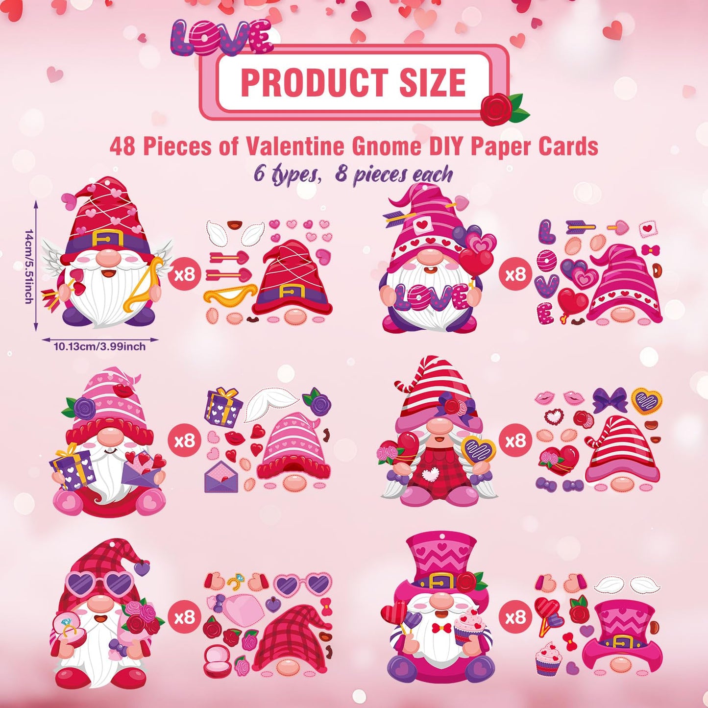 Chiisong 48 Pcs Valentines Day Craft Kits DIY Valentines Heart Craft Set Valentines Heart Ornaments Kit Make Your Own Valenti