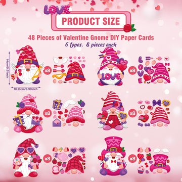 Chiisong 48 Pcs Valentines Day Craft Kits DIY Valentines Heart Craft Set Valentines Heart Ornaments Kit Make Your Own Valenti