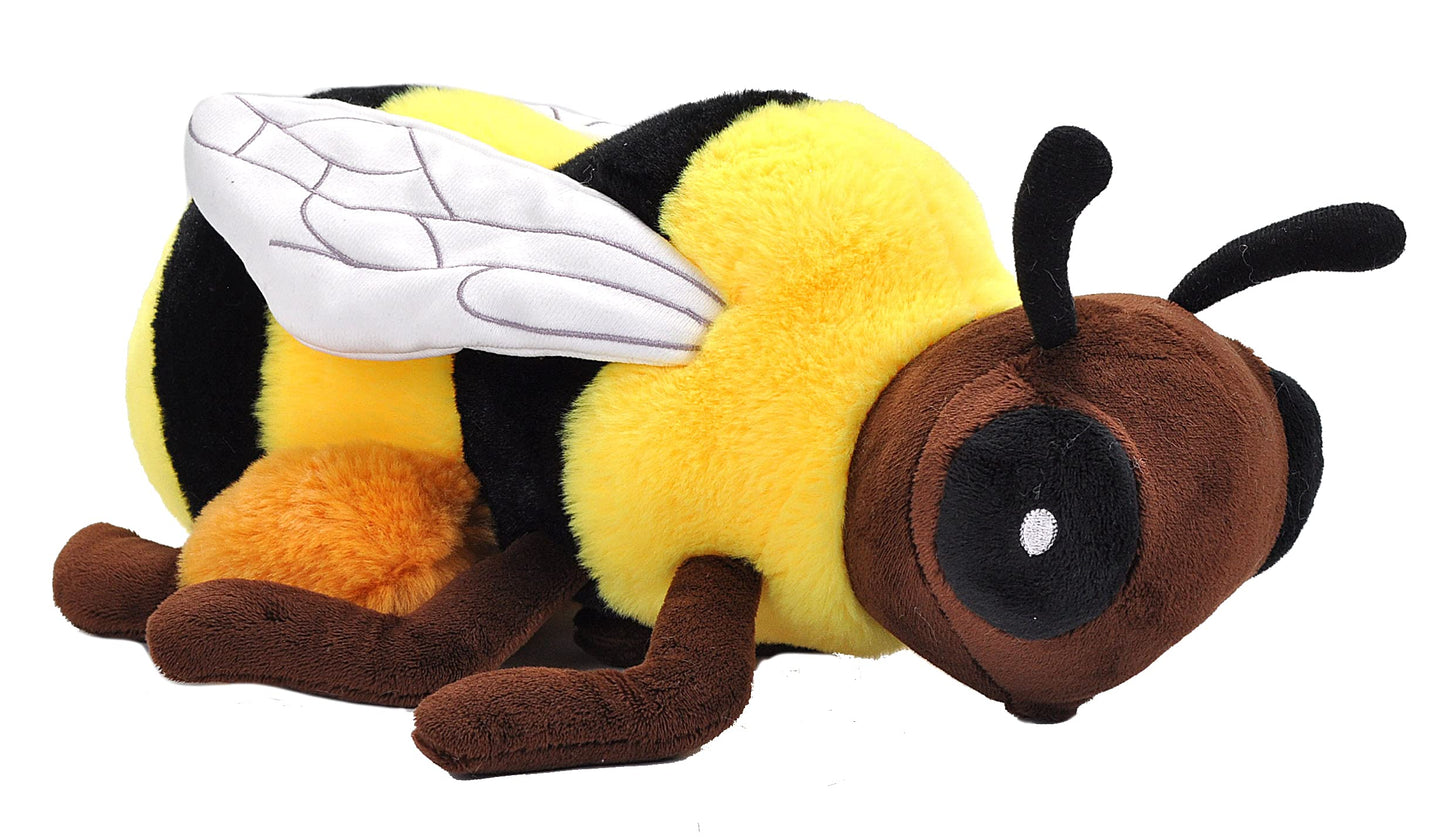 WILD REPUBLIC Ecokins Bee Stuffed Animal, 12" Eco-Friendly Plush Toy Made from Recycled Bottles, Yellow and Black