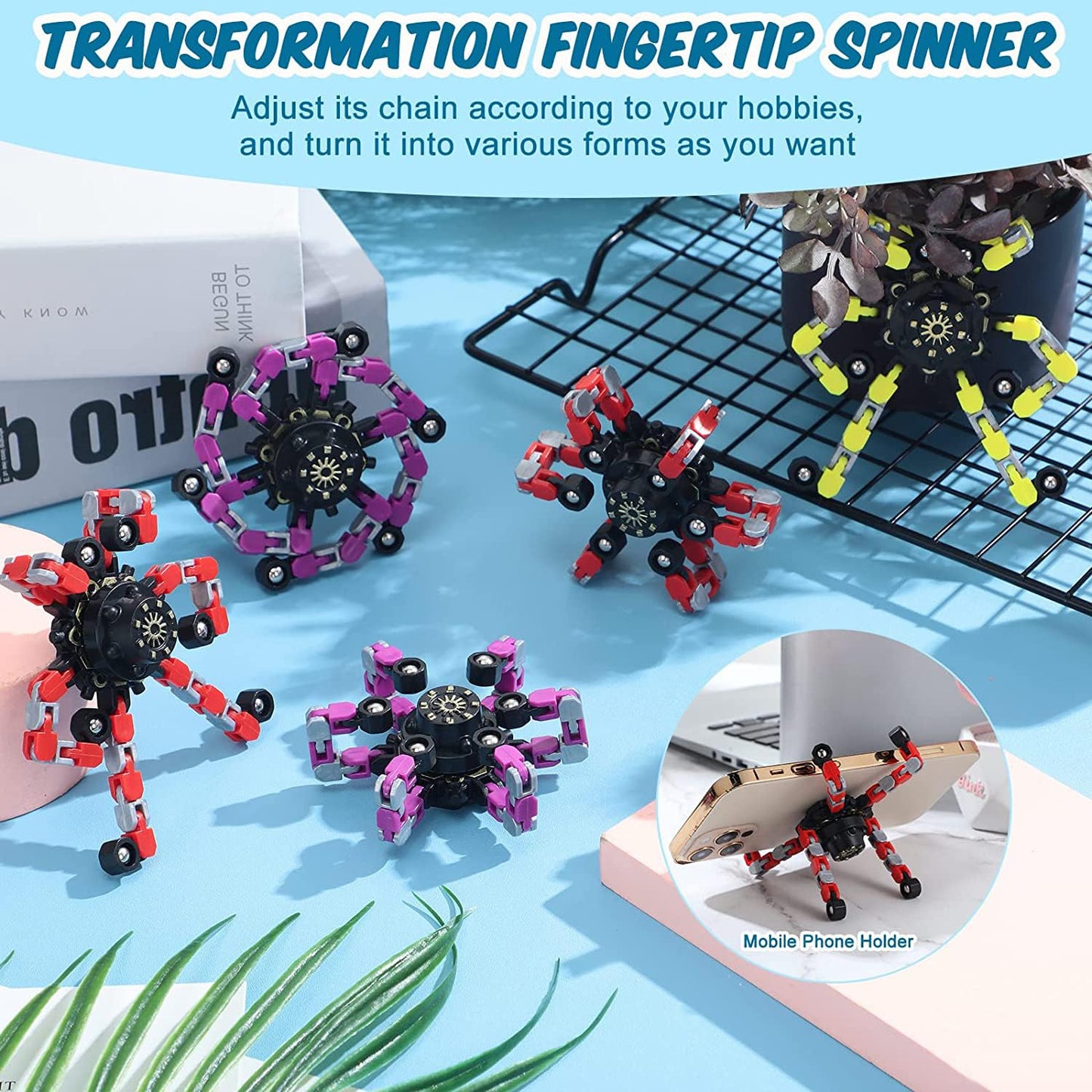 100Pcs Random Fidget Spinners,Diy Deformable Robot Fingertip Toys,Decompression Spinner,Deformable Creative Mechanical Gyro Toys